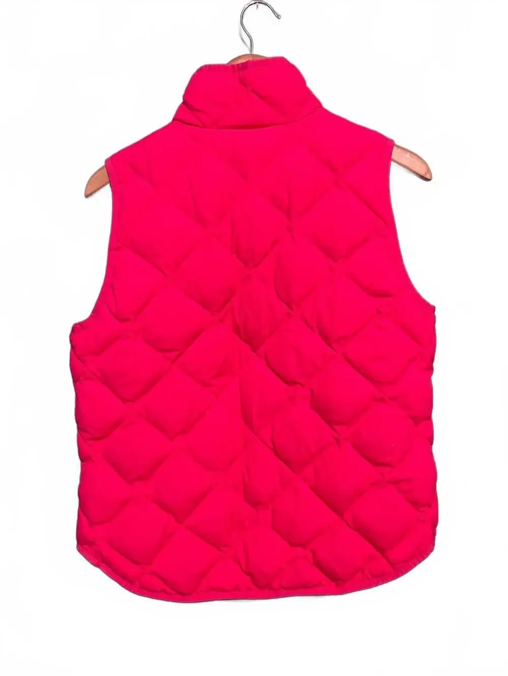 J.Crew Hot Pink Quilted Down Puffer Vest Size M Preppy Barbiecore Après Ski